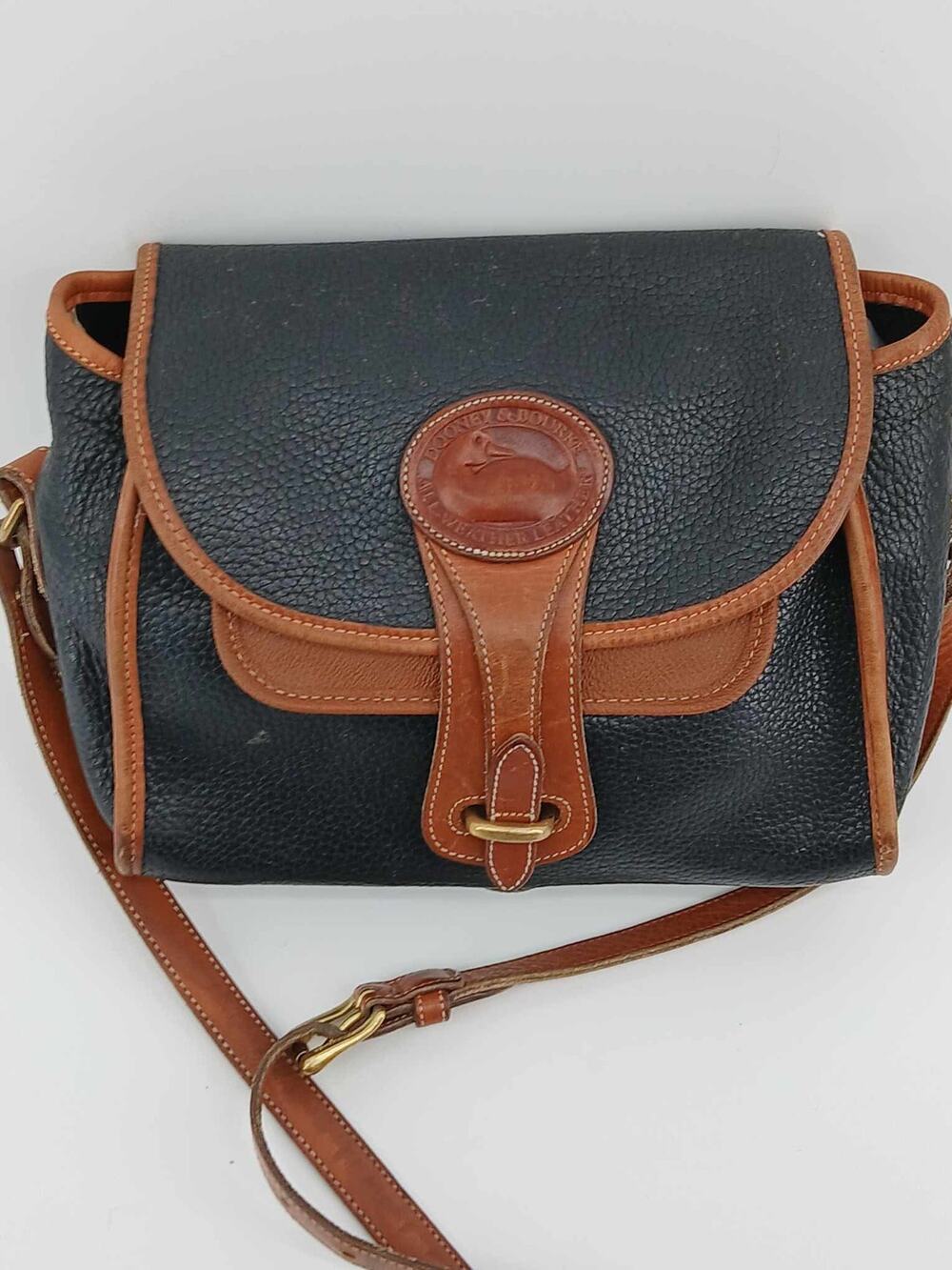 Dooney & Bourke Black Pebbled Leather Crossbody Bag - Vintage Made in USA